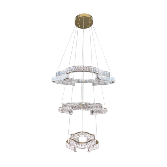 JENGA 3 Tier Crystal Pendant Tri-Colour LED (Gold)