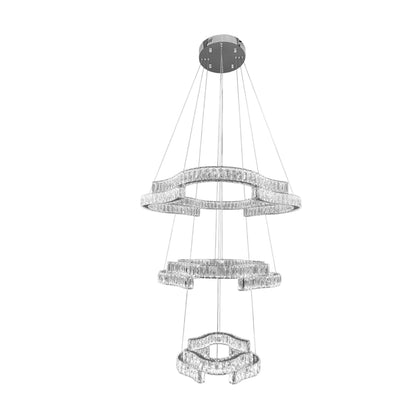 JENGA 3 Tier Crystal Pendant Tri-Colour LED (Chrome)