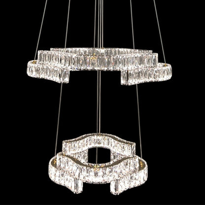 JENGA 2 Tier Crystal Pendant Tri-Colour LED (Gold)