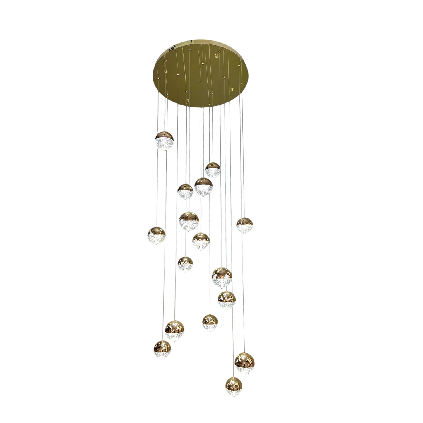 BILLY 16 Light Crystal Pendant Tri-Colour LED (Gold)
