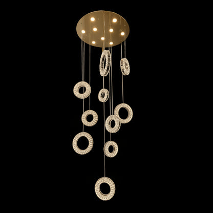 ROBI 10 Ring Crystal Pendant Tri-Colour LED (Gold)