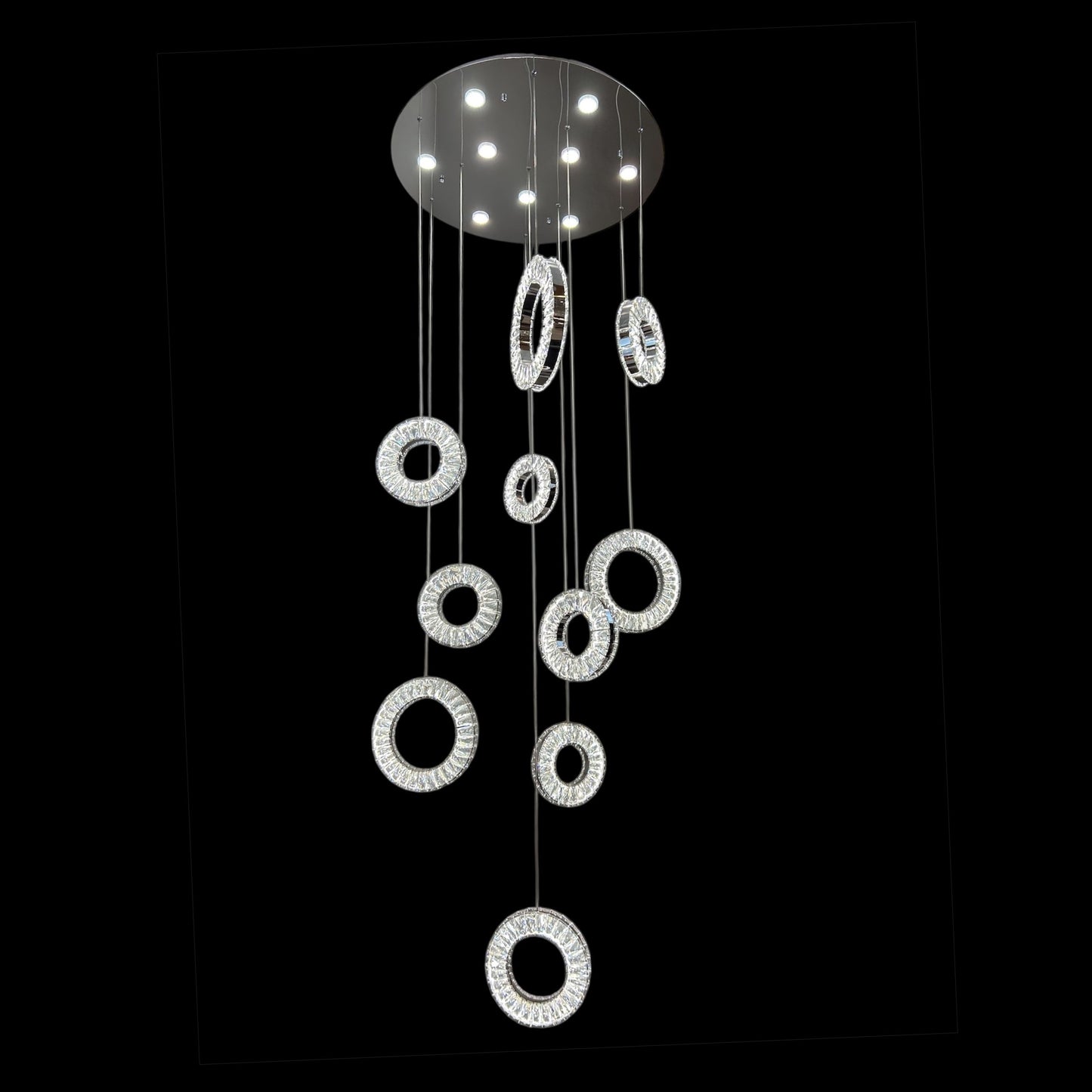 ROBI 10 Ring Crystal Chandelier Tri-Colour LED (Chrome)