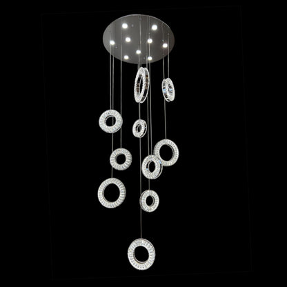 ROBI 10 Ring Crystal Chandelier Tri-Colour LED (Chrome)