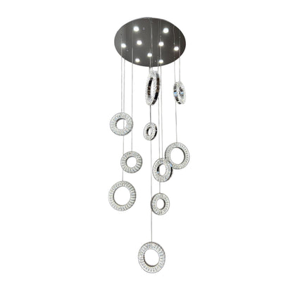 ROBI 10 Ring Crystal Pendant Tri-Colour LED (Chrome)