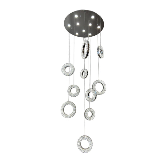 ROBI 10 Ring Crystal Pendant Tri-Colour LED (Chrome)