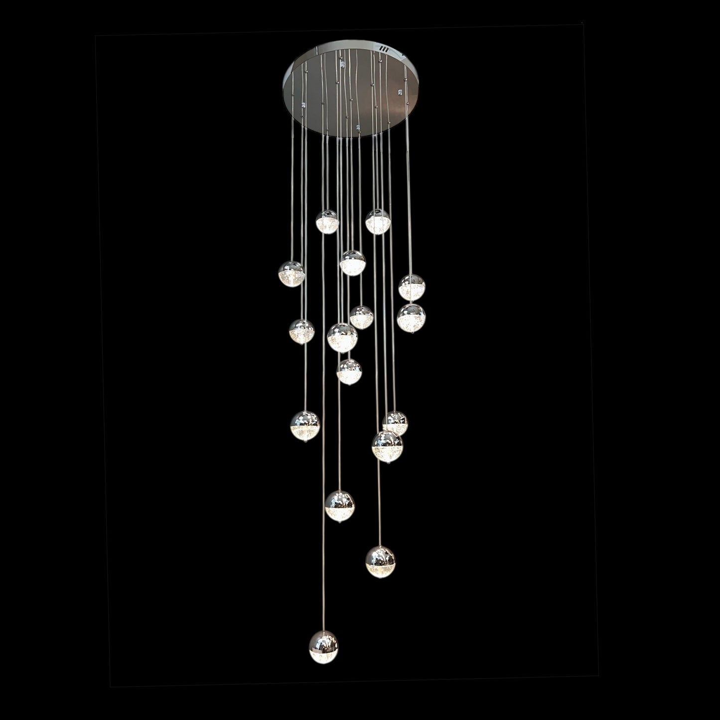 BILLY 16 Light Crystal Pendant Tri-Colour LED (Chrome)