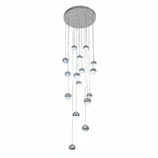 BILLY 16 Light Crystal Pendant Tri-Colour LED (Chrome)