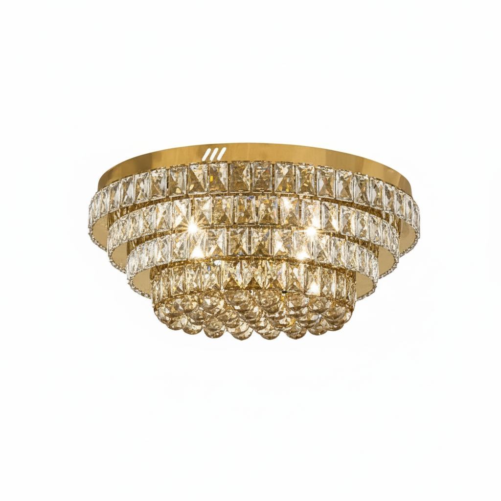 NORRIS Crystal Ceiling Light Tri-Colour LED 600mm (Gold)