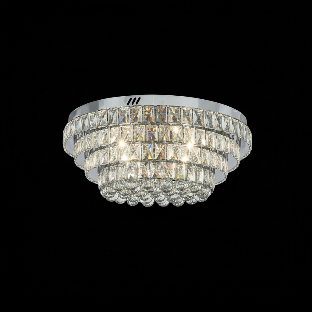 NORRIS Crystal Ceiling Light Tri-Colour LED 600mm (Chrome)