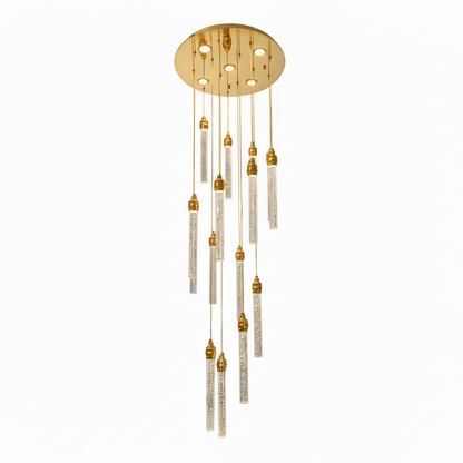 LENA 15 Stick Crystal Chandelier Tri-Colour LED (Gold)
