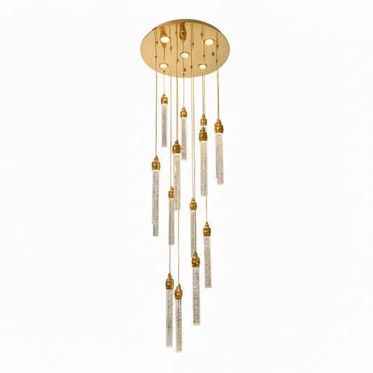 LENA 15 Stick Crystal Pendant Tri-Colour LED (Gold)