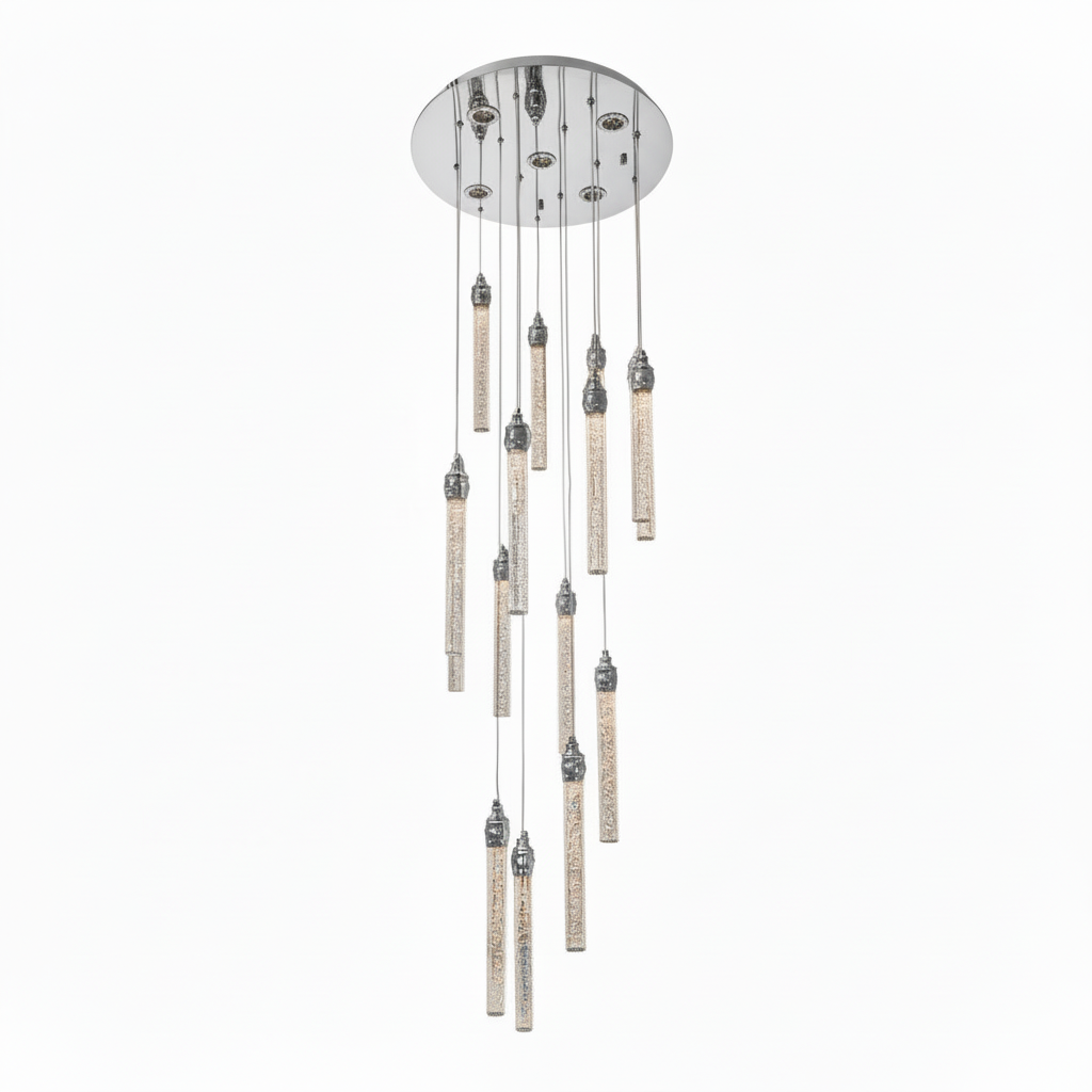 LENA 15 Stick Crystal Chandelier Tri-Colour LED (Chrome)