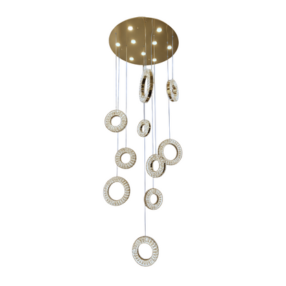 ROBI 10 Ring Crystal Pendant Tri-Colour LED (Gold)